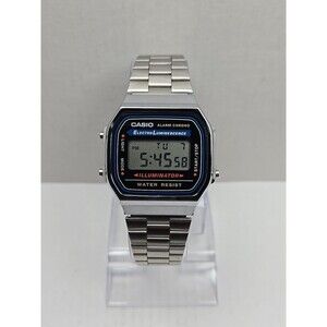 Casio 3298 A168 Illuminator Alarm Chrono Watch Steel Band New Battery Retro
